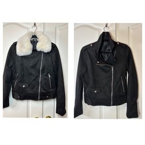 Forever 21 Removable Faux Fur-Trim Moto Jacket NWOT